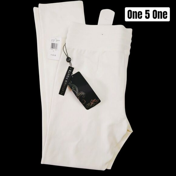 One 5 One Platinum Ponte Pants Ivy Cream Off White Jeggings NWT SzLarge - Picture 1 of 14